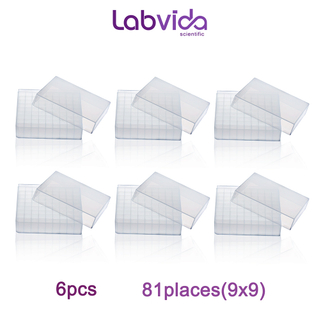 Labvida 6pcs of Plastic Freezing Storage Boxes, 81 Holes, PP Material, for 1.8ml Cryotube, LVL001