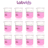 Labvida 12pcs of Griffin Low Form Glass Beakers, Vol.300ml, 3.3 Borosilicate with Printed Graduation, LVA011