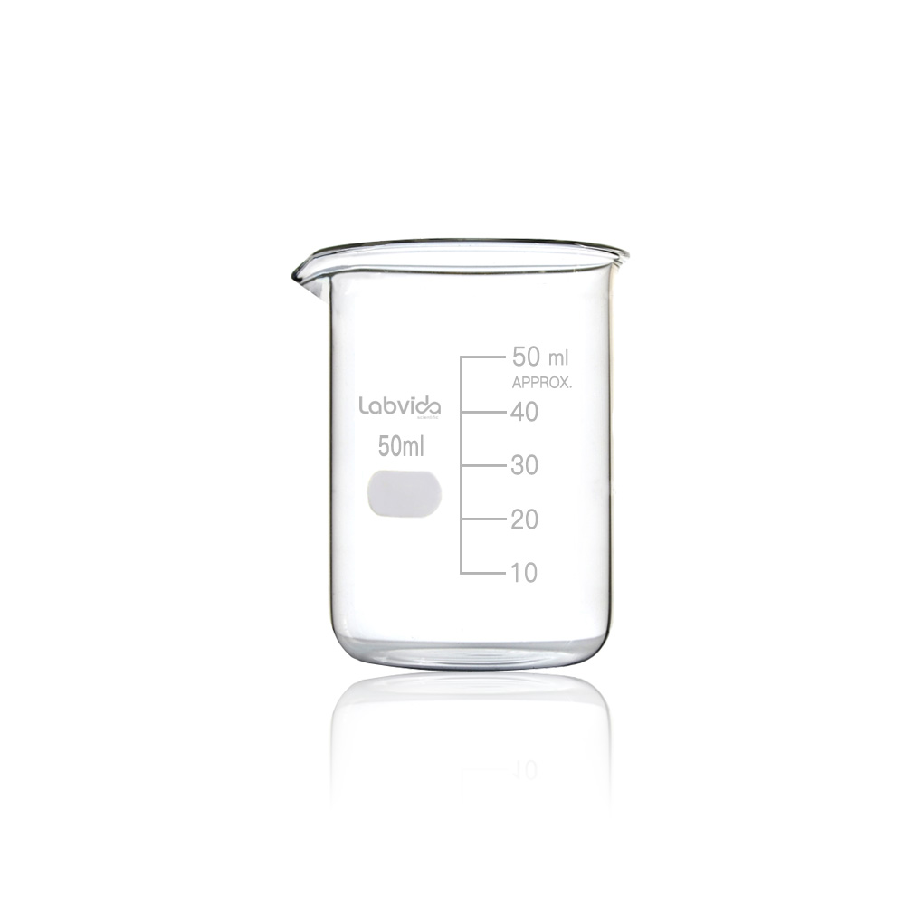 Labvida 3 Size Low Form Glass Beaker Set, 50ml 100ml 250ml, 3.3 Borosilicate with Printed Graduation, LVA017