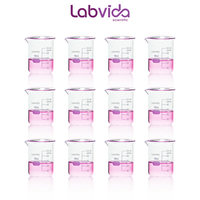 Labvida 12pcs of Glass Beakers Shot Glass, Vol.50ml, 3.3 Borosilicate Griffin Low Form with Printed Graduation, LVA003