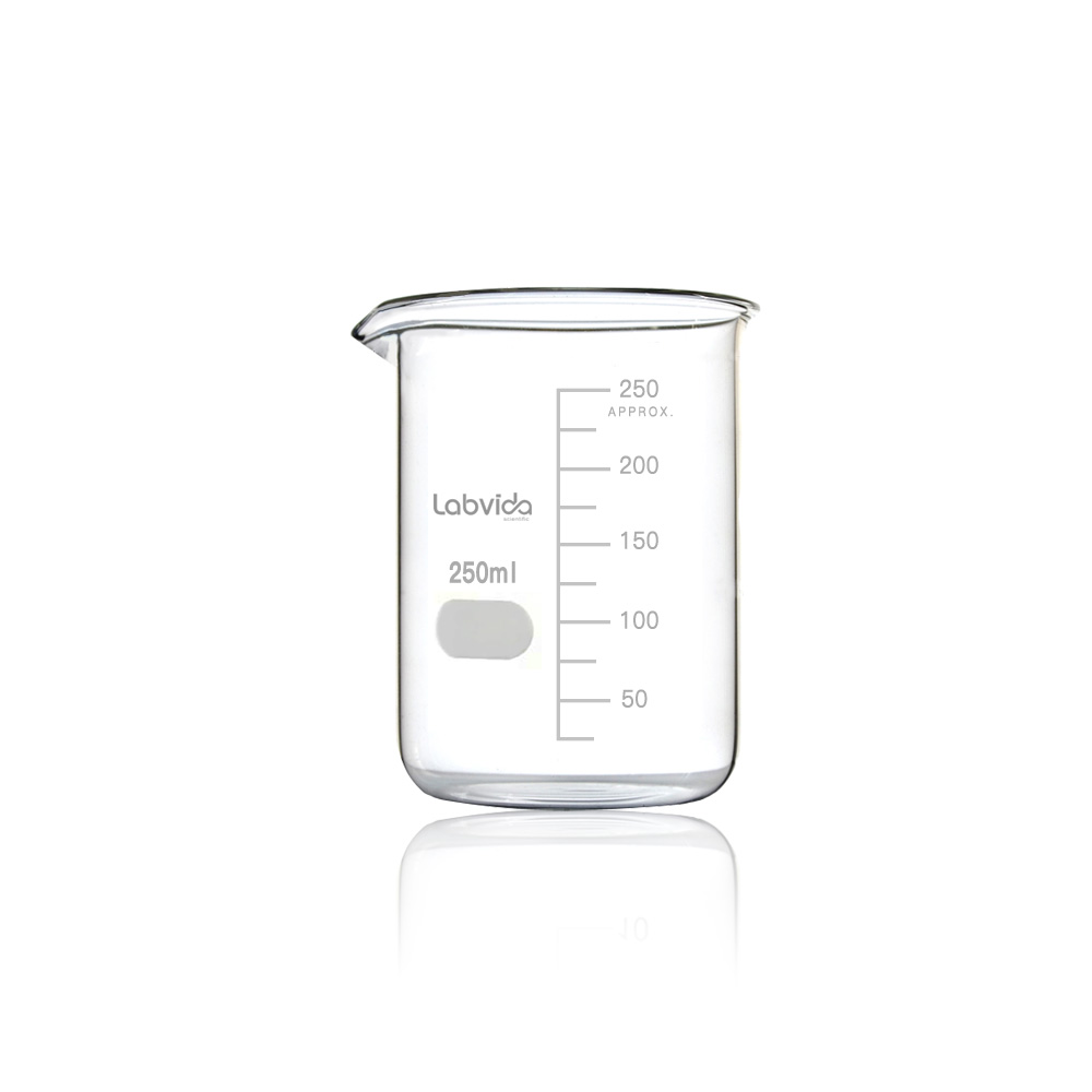 Labvida 3 Size Low Form Glass Beaker Set, 50ml 100ml 250ml, 3.3 Borosilicate with Printed Graduation, LVA017