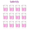 Labvida 12pcs of Glass Beakers Shot Glass, Vol.25ml, 3.3 Borosilicate Griffin Low Form with Printed Graduation, LVA001